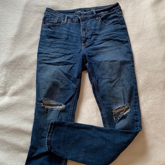 Old navy blue jeans size 8 long distressed high waited - Picture 1 of 2